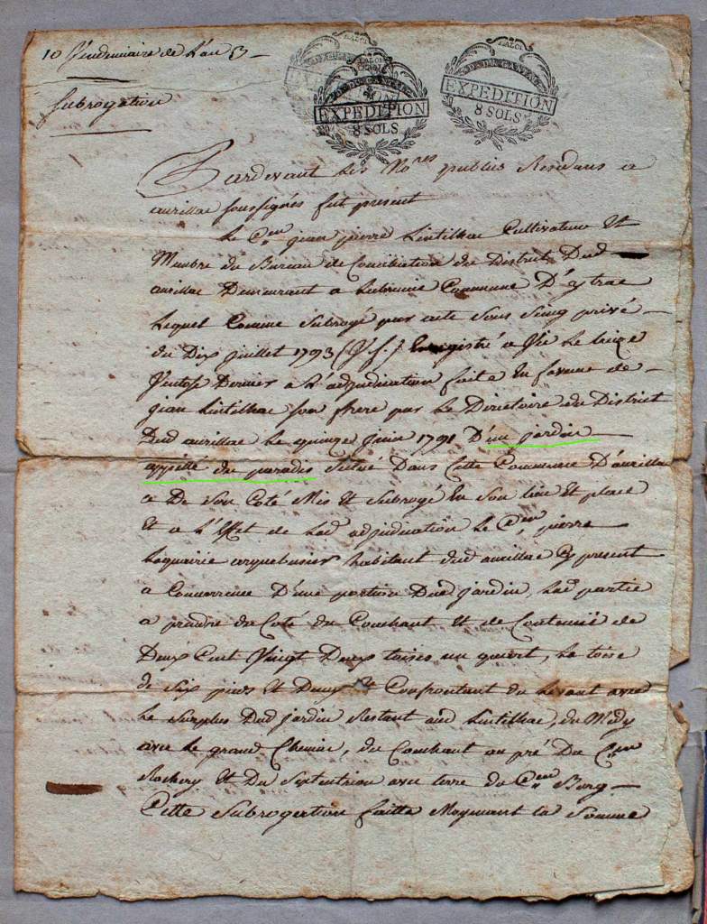 Photo d'un document d'archives