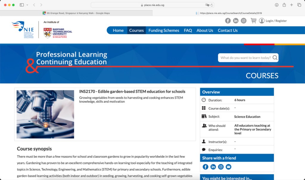 Screenshot of the Edible garden-based STEM education for schools webpage, linked