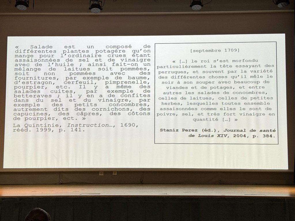 Two book extracts on salad meals in 17th century French aristocracy.
